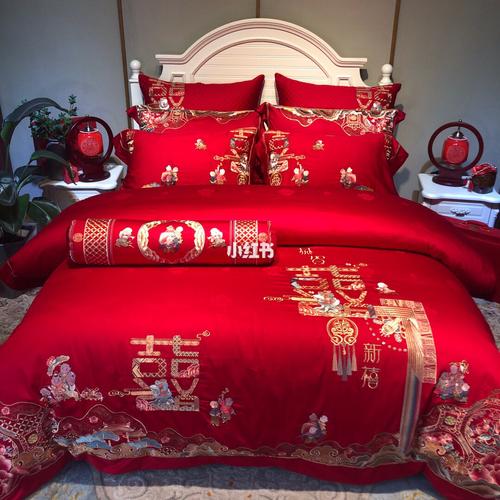 婚房布置结婚床上用品套件红色四件套
